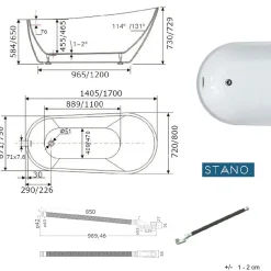 Stano Baignoire îlot design ovale OPRAH blanche 140 cm