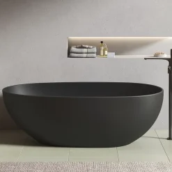 Stano Baignoire îlot design ovale FLORIDA noir mat 165 cm* Baignoire Îlot