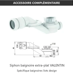 Stano Baignoire îlot design ovale FLORIDA noir mat 165 cm* Baignoire Îlot