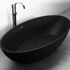 Bernstein Baignoire îlot en fonte minérale RELAX - 176x103cm - Noir mat, Sans siphon, Avec robinet mitigeur 8028B* Baignoire Îlot
