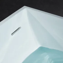Bernstein Baignoire îlot en fonte minérale 170x72x55cm Blanc mat - LUNA STONE - Sans robinet sur pied + siphon* Baignoire Îlot