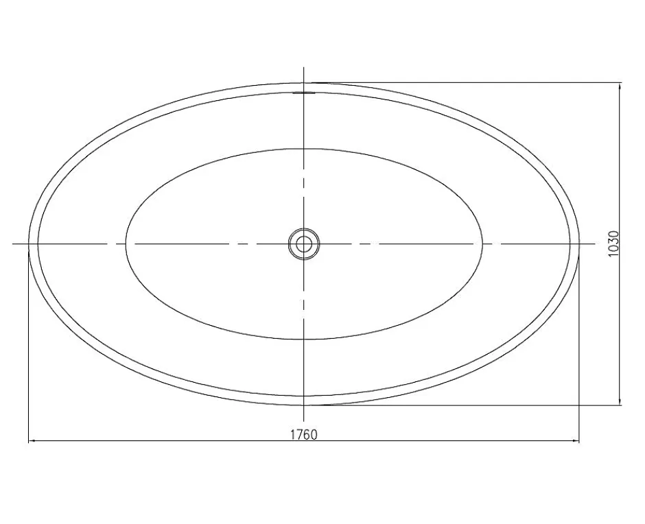 Bernstein Baignoire îlot en fonte minérale RELAX - 176x103cm - Sans robinet ni siphon, Blanc mat* Baignoire Îlot