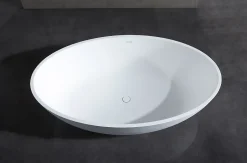 Bernstein Baignoire îlot en fonte minérale RELAX - 176x103cm - Sans siphon, Blanc mat, Avec robinet mitigeur 8028B* Baignoire Îlot