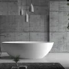 Bernstein Baignoire îlot en fonte minérale (fonte minérale) RIO STONE - 180x85cm - Avec siphon et robinet mitigeur 1523C, Blanc brillant* Baignoire Îlot