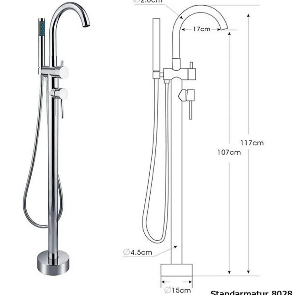 Bernstein Baignoire îlot en fonte minérale HAWAII STONE - 180x85cm - Avec robinet mitigeur 8028, Sans siphon, Blanc brillant* Baignoire Îlot