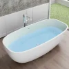 Bernstein Baignoire îlot en fonte minérale, OCEAN STONE - 180x87cm - Avec robinet mitigeur 8028, Avec siphon, Blanc mat* Baignoire Îlot