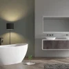 Bernstein Baignoire îlot en fonte minérale HAWAII STONE - 180x85cm - Avec robinet mitigeur 1521, Sans siphon, Blanc brillant* Baignoire Îlot