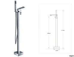 Bernstein Baignoire îlot en fonte minérale HAWAII STONE - 180x85cm - Avec robinet mitigeur 1521, Sans siphon, Blanc brillant* Baignoire Îlot