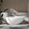 Bernstein Baignoire îlot fonte minérale ovale autoportante Moderne avec bonde - 150x75x54cm - VELA Blanc mat