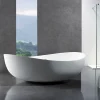 Bernstein Baignoire îlot fonte minérale, Solide Surface, WAVE blanc, 180x110cm, Blanc haute brillance
