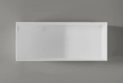 Bernstein Baignoire îlot Fonte minérale rectangulaire 170x72x55cm + bonde pop-up et trop plein - Blanc mat - LUNA