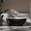 Bernstein Baignoire îlot fonte minérale ovale autoportante Moderne avec bonde - 150x75x54cm - VELA Noir (brillant)