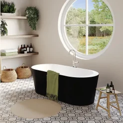 GoodHome Baignoire îlot Huron L. 160 cm x l. 75 cm noir* Baignoire Îlot