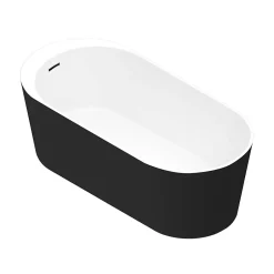 GoodHome Baignoire îlot Huron L. 160 cm x l. 75 cm noir* Baignoire Îlot