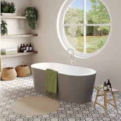 GoodHome Baignoire îlot Huron L. 150 cm x l. 75 cm gris