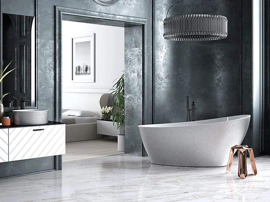Azura Home Design Baignoire îlot KEYA GLAM SILVER 165 x 70 cm* Baignoire Îlot