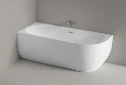 Bernstein Baignoire îlot LENA CORNER acrylique blanc brillant - montage gauche -170x75cm - Garantie 5 ans - Avec mitigeur 8028, Sans siphon