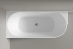 Bernstein Baignoire îlot LENA CORNER acrylique blanc brillant - montage gauche -170x75cm - Garantie 5 ans - Avec mitigeur 8028, Sans siphon