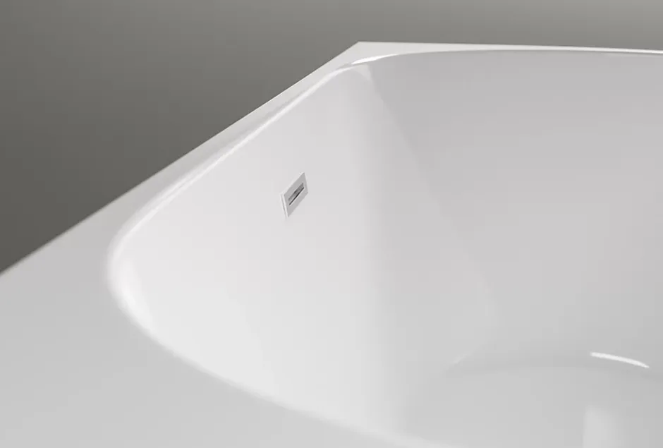 Bernstein Baignoire îlot LENA CORNER acrylique blanc brillant - montage gauche -170x75cm - Garantie 5 ans - Avec mitigeur 1521, Avec siphon