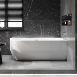 Bernstein Baignoire îlot LENA CORNER acrylique blanc brillant - montage droite -170x75cm - Garantie 5 ans - Avec siphon et mitigeur 8028B* Baignoire D'Angle
