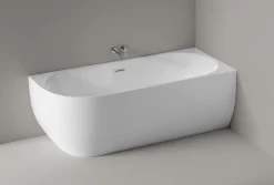 Bernstein Baignoire îlot LENA CORNER acrylique blanc brillant - montage droite -170x75cm - Garantie 5 ans - Avec siphon et mitigeur 8028B* Baignoire D'Angle