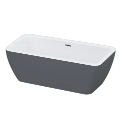 GoodHome Baignoire îlot Merkys L. 170 cm x l. 75 cm gris