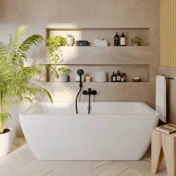 GoodHome Baignoire îlot Merkys L. 170 cm x l. 75 cm gris
