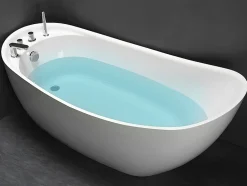 Vente-unique Baignoire îlot NATALIA avec robinetterie - 220L - L150 x P75 x H70cm - Blanche* Baignoire Îlot