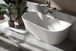 Bernstein Baignoire îlot NOVA acrylique - 170x80cm - Garantie 5 ans - Sans siphon, Blanc mat, Avec robinet mitigeur 8028B
