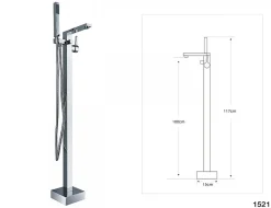 Bernstein Baignoire îlot NOVA CORNER acrylique blanc - montage droite -170x78cm - Garantie 5 ans - Avec robinet mitigeur 1521, Sans siphon* Baignoire D'Angle