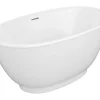 Vente-unique Baignoire îlot ovale - 186 L - 130 x 70 x 57 cm - Blanc brillant - Acrylique - MOBULA