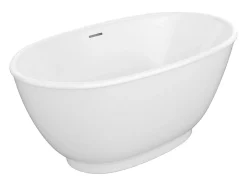 Vente-unique Baignoire îlot ovale - 186 L - 130 x 70 x 57 cm - Blanc brillant - Acrylique - MOBULA