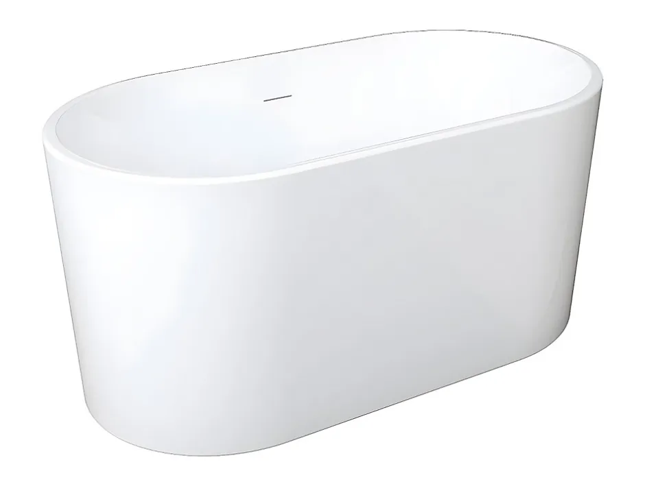 Vente-unique Baignoire îlot ovale - 180 L - L130 x H58 x P71 cm - Blanche - Acrylique - APOGON