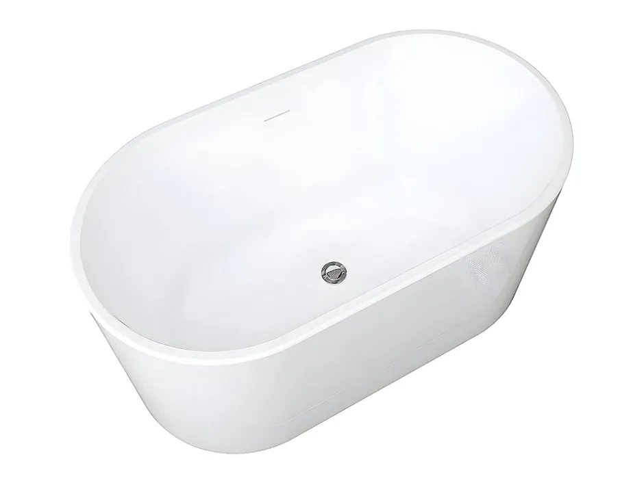 Vente-unique Baignoire îlot ovale - 180 L - L130 x H58 x P71 cm - Blanche - Acrylique - APOGON