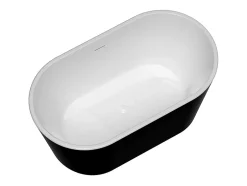 Vente-unique Baignoire îlot ovale - 180L - 130 x 71 x 58 cm - Noire - Acrylique - APOGON* Baignoire Îlot