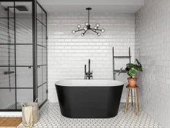 Vente-unique Baignoire îlot ovale - 180L - 130 x 71 x 58 cm - Noire - Acrylique - APOGON* Baignoire Îlot