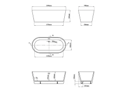 Vente-unique Baignoire îlot ovale - 255L - 159 x 74 x 56 cm - Bleu mat - Acrylique - LUZECA