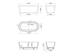 Vente-unique Baignoire îlot ovale - 255L - 159 x 74 x 56 cm - Bleu mat - Acrylique - LUZECA