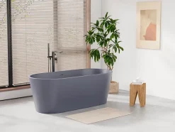 Vente-unique Baignoire îlot ovale - 255L - 159 x 74 x 56 cm - Bleu mat - Acrylique - LUZECA
