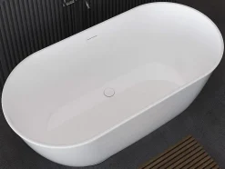 Vente-unique Baignoire îlot ovale - 210L - 150 x 74 x 57 cm - Blanc brillant - Acrylique - MOBULA