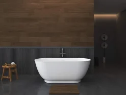 Vente-unique Baignoire îlot ovale - 210L - 150 x 74 x 57 cm - Blanc brillant - Acrylique - MOBULA