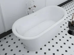 Vente-unique Baignoire îlot ovale - style retro - 180 L - 150 x 74 x 63 cm - Blanche - Acrylique - PELMATO
