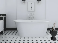 Vente-unique Baignoire îlot ovale - style retro - 180 L - 150 x 74 x 63 cm - Blanche - Acrylique - PELMATO