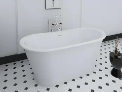 Vente-unique Baignoire îlot ovale - style retro - 180 L - 150 x 74 x 63 cm - Blanche - Acrylique - PELMATO