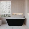 AICA Sanitaire Baignoire îlot ovale bicolore - 280L - 170x78x60 cm - intérieur blanc + extérieur noir mat - Design moderne en acrylique* Baignoire Îlot
