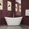 AICA Sanitaire Baignoire îlot ovale blanc en Acrylique - 206L - L.150 x l.72 x H.65cm - Préassemblée, facile à installer ,by AICA