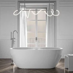 Bernstein Baignoire îlot ovale moderne salle de bain Acrylique - Garantie 5 ans - Blanc brillant - 165.5x74.5x58cm - ROMA PLUS 2.0* Baignoire Îlot