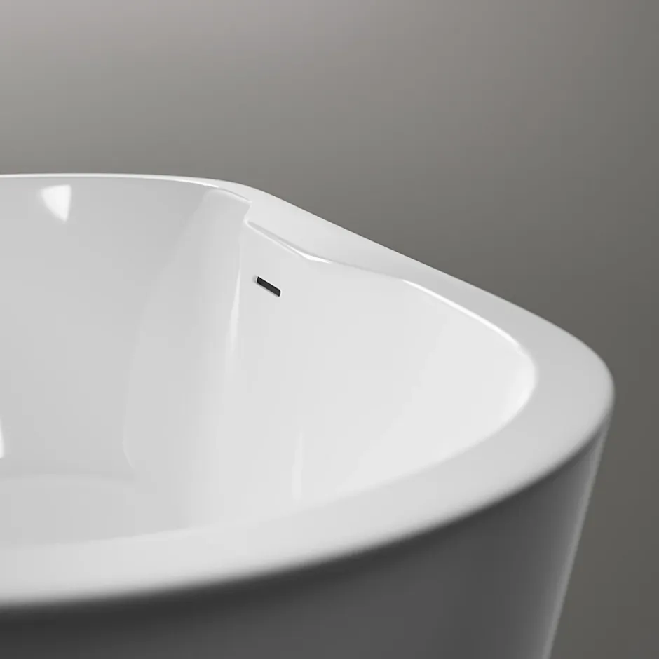 Bernstein Baignoire îlot ovale moderne salle de bain Acrylique - Garantie 5 ans - Blanc brillant - 165.5x74.5x58cm - ROMA PLUS 2.0* Baignoire Îlot