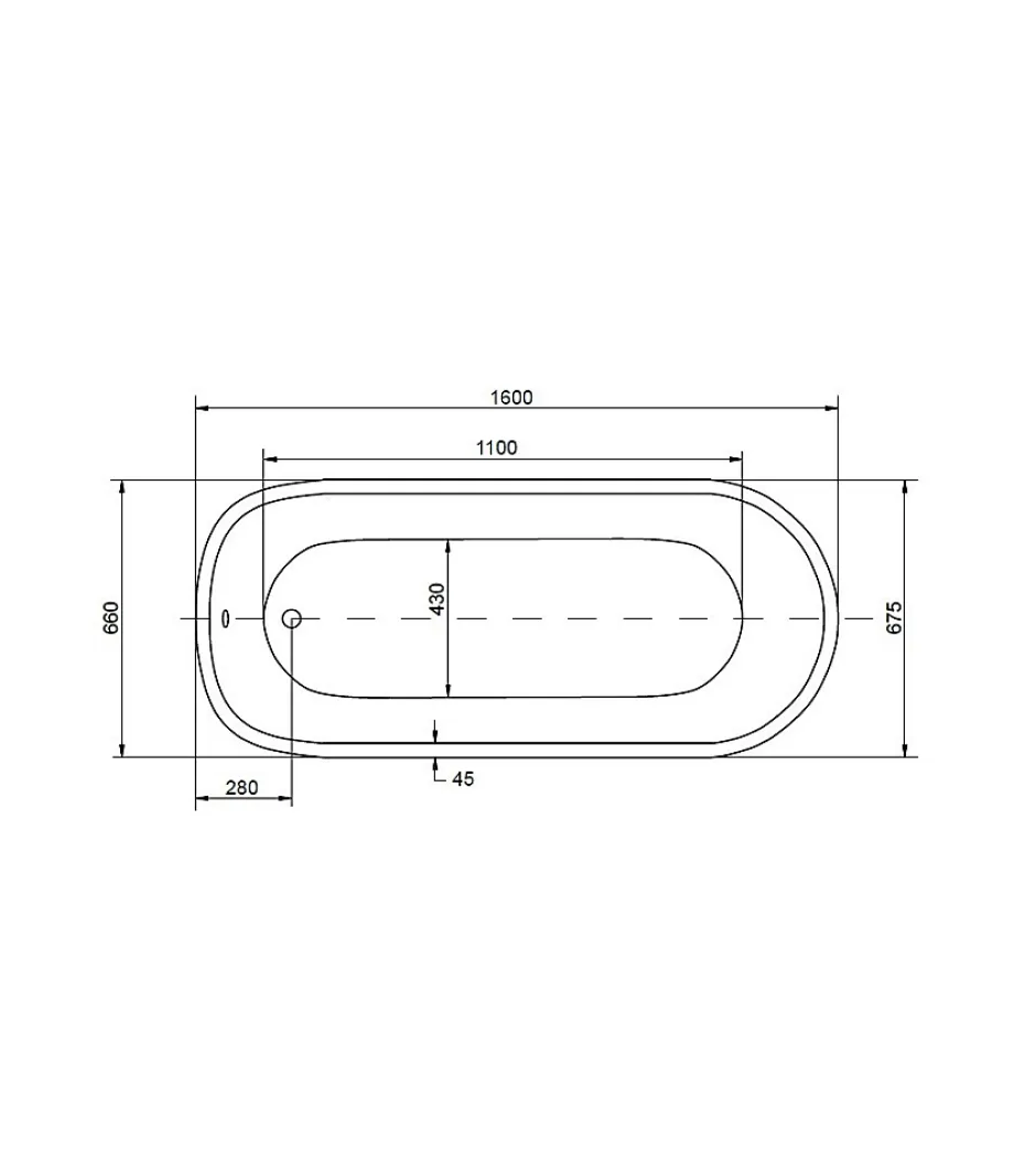 Azura Home Design Baignoire îlot PALAO II 160x68 cm* Baignoire Îlot