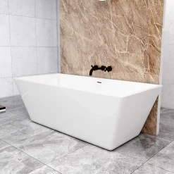 AICA Sanitaire Baignoire îlot rectangulaire L.170 x l.80 x H.58cm blanc en Acrylique - avec Bonde et trop plein , by AICA